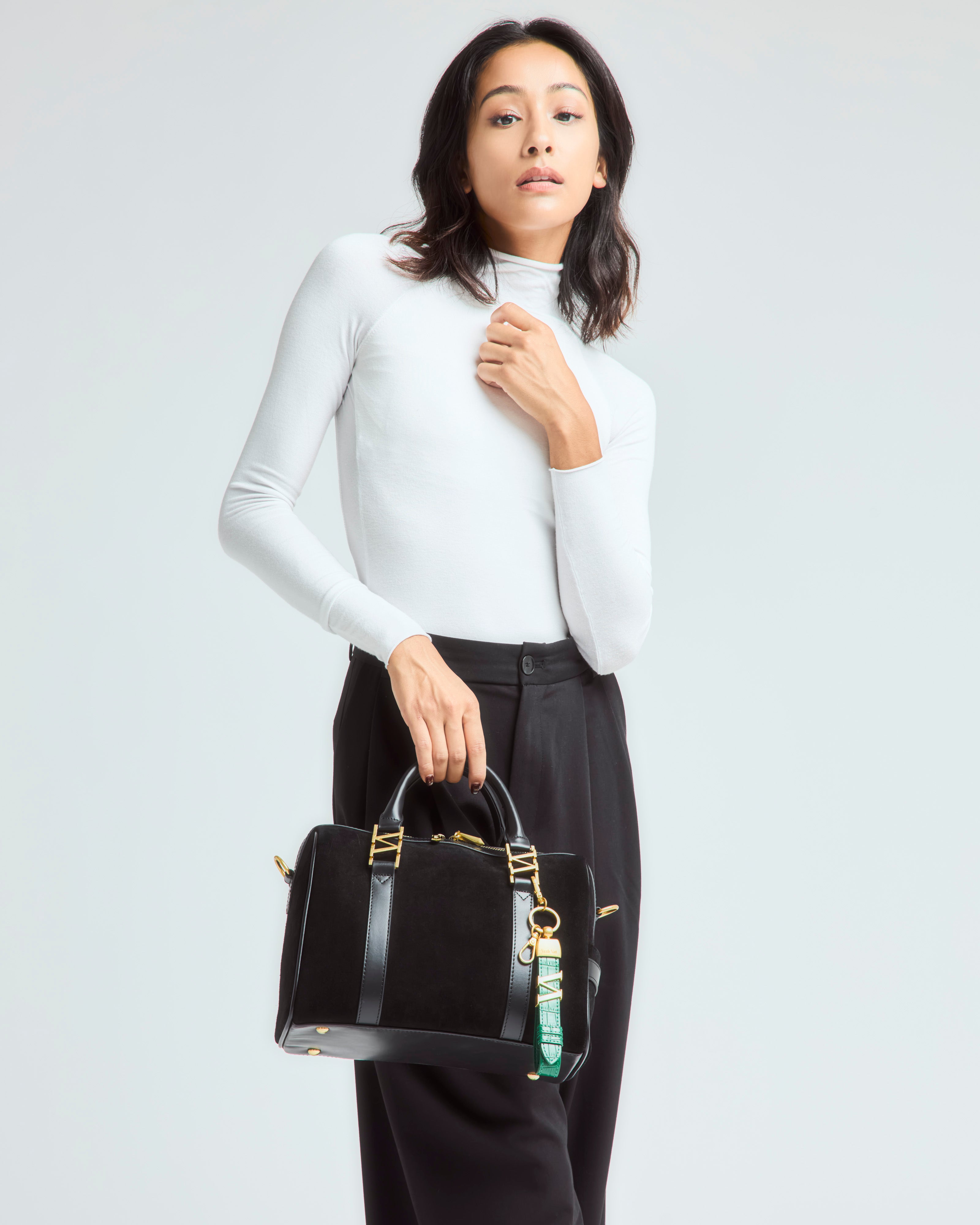 スエードボストンバッグ Coffee（ブラック）