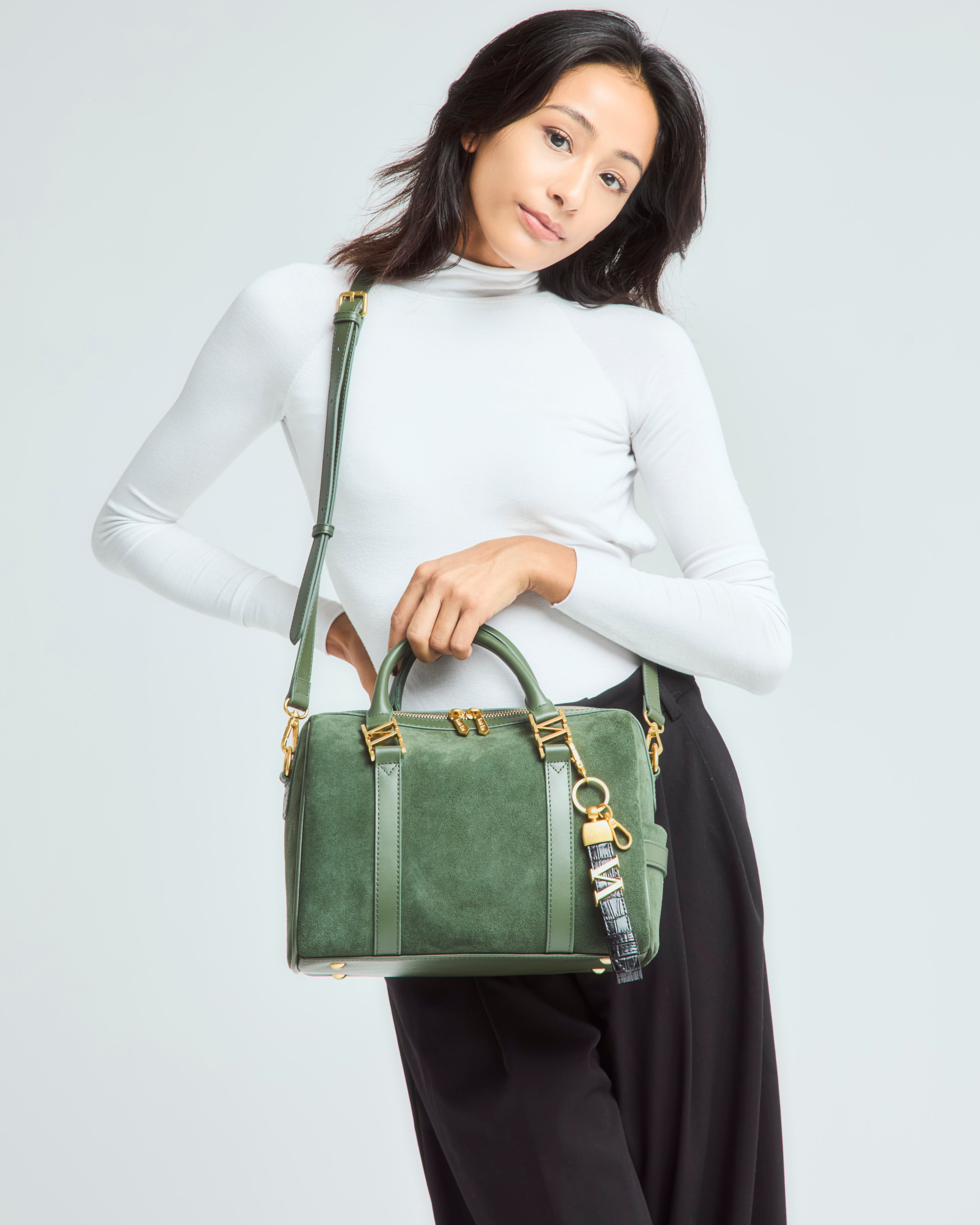 スエードボストンバッグ Matcha（グリーン）