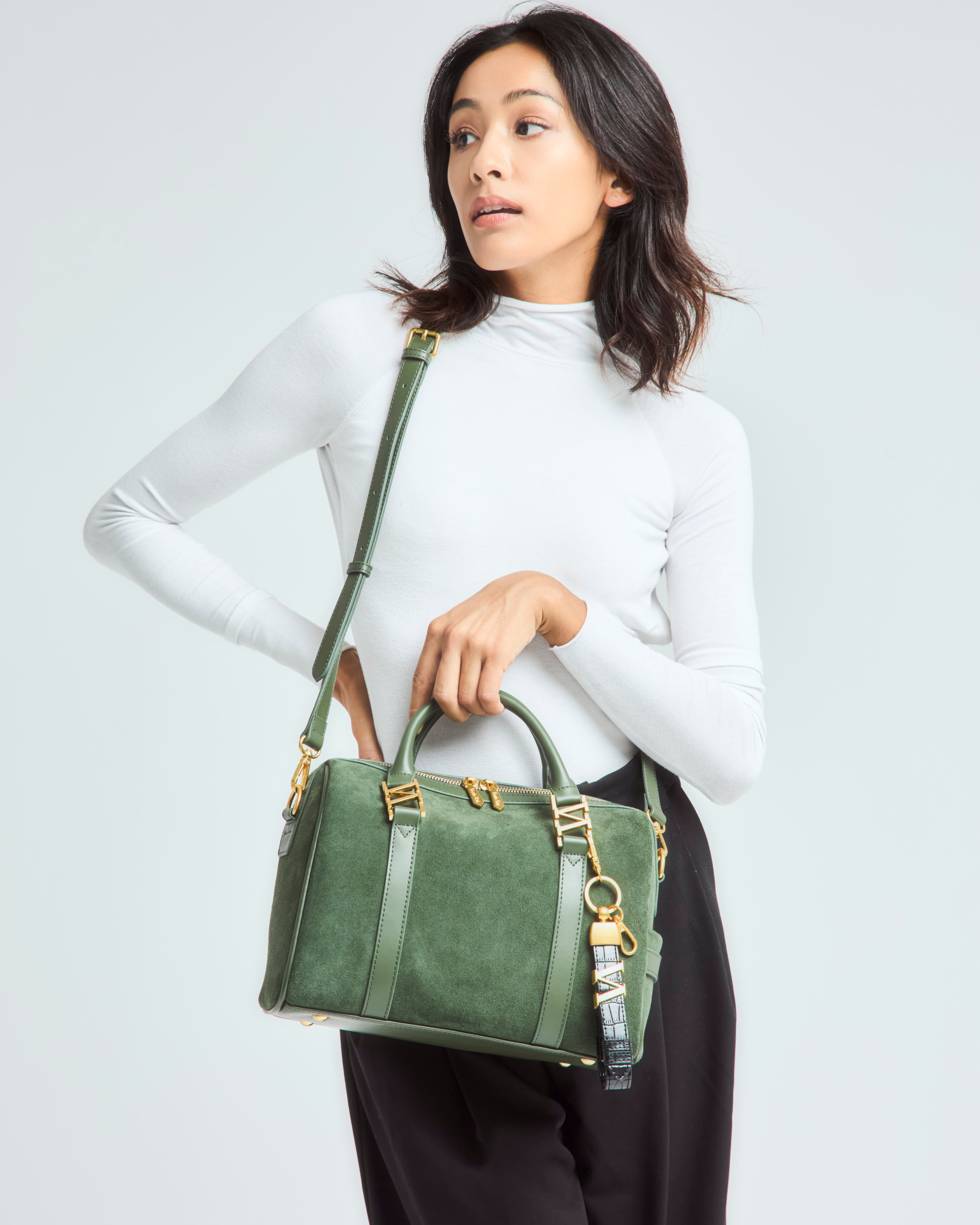 スエードボストンバッグ Matcha（グリーン）