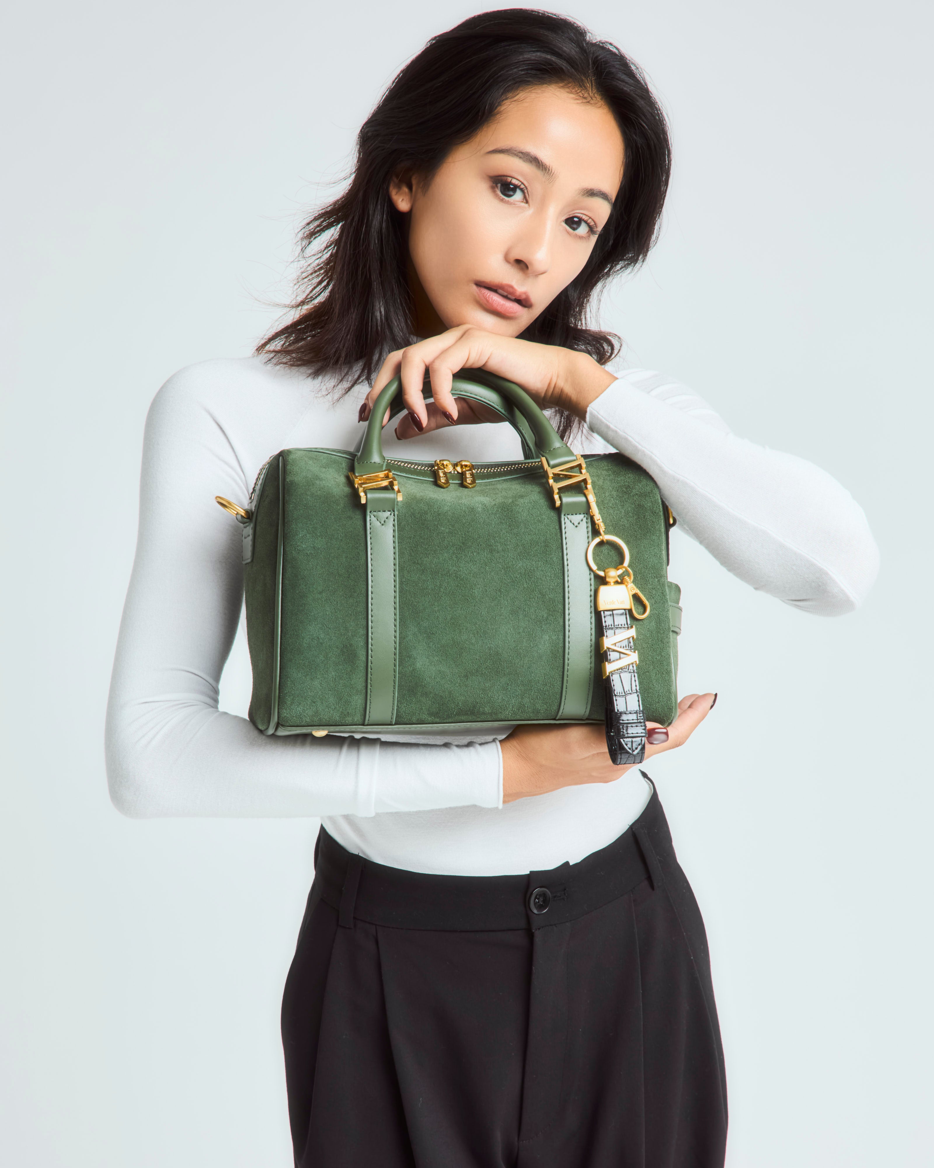 スエードボストンバッグ Matcha（グリーン）