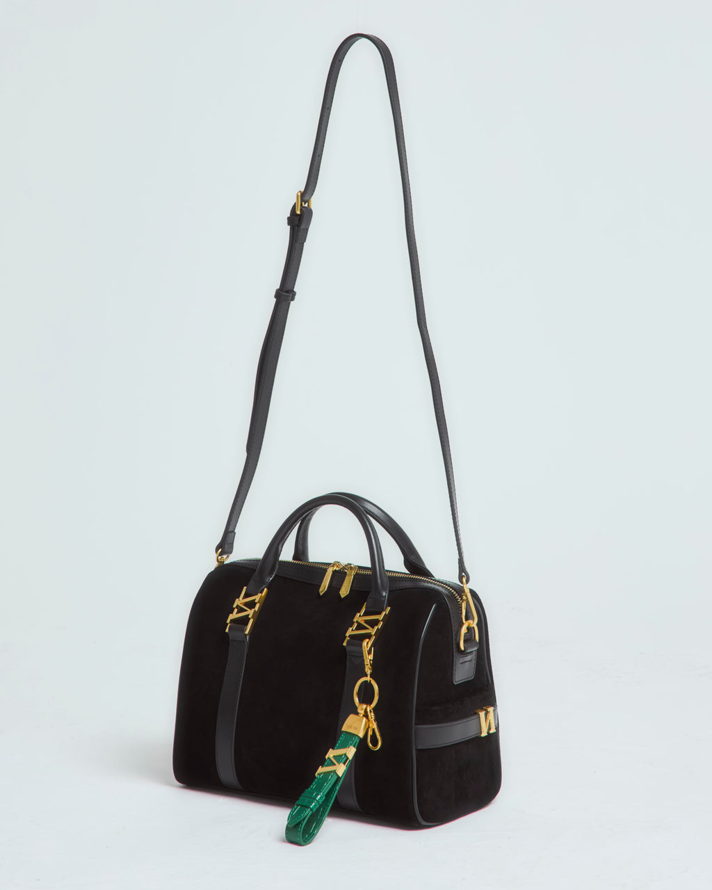 スエードボストンバッグ Coffee（ブラック）