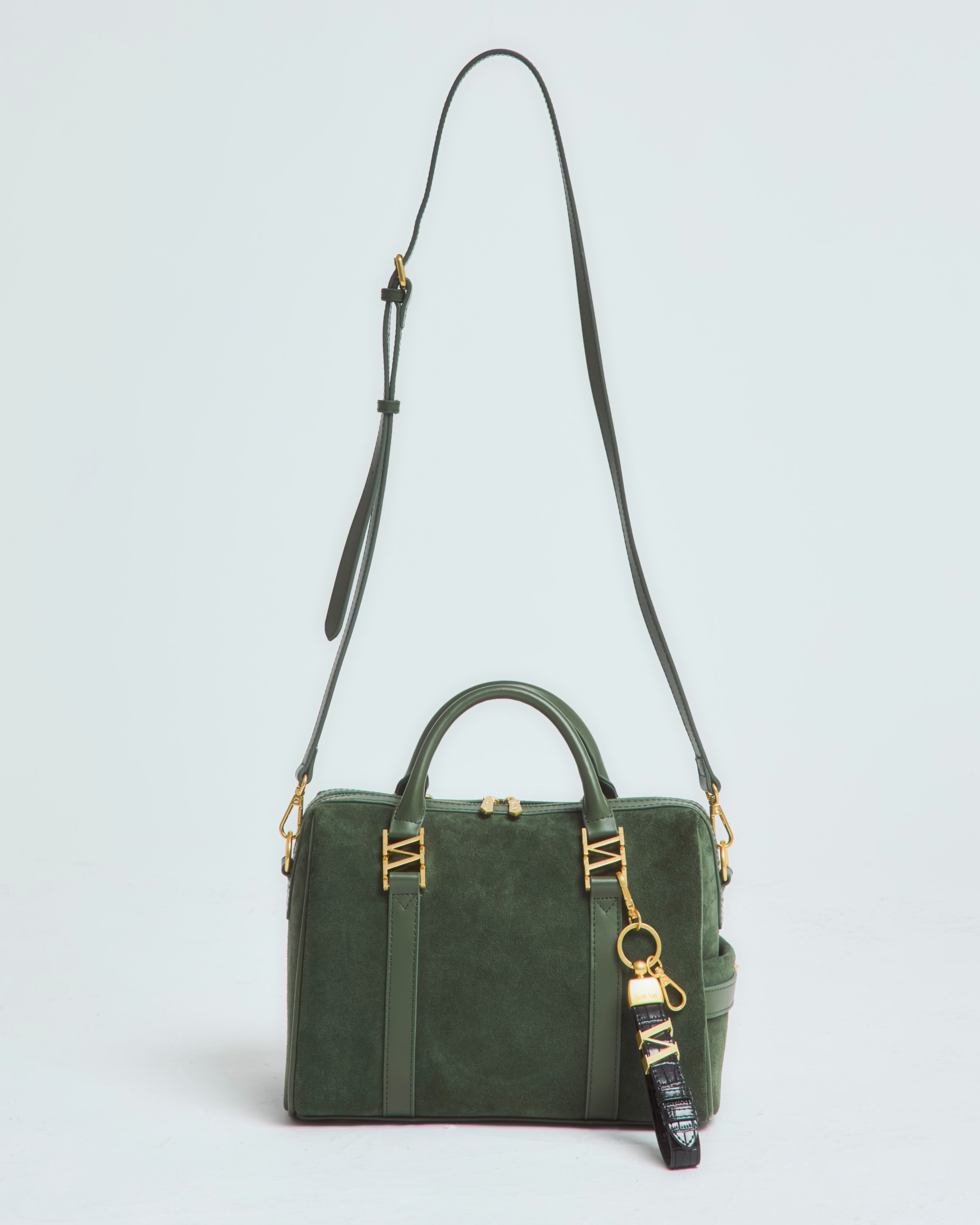 スエードボストンバッグ Matcha（グリーン）