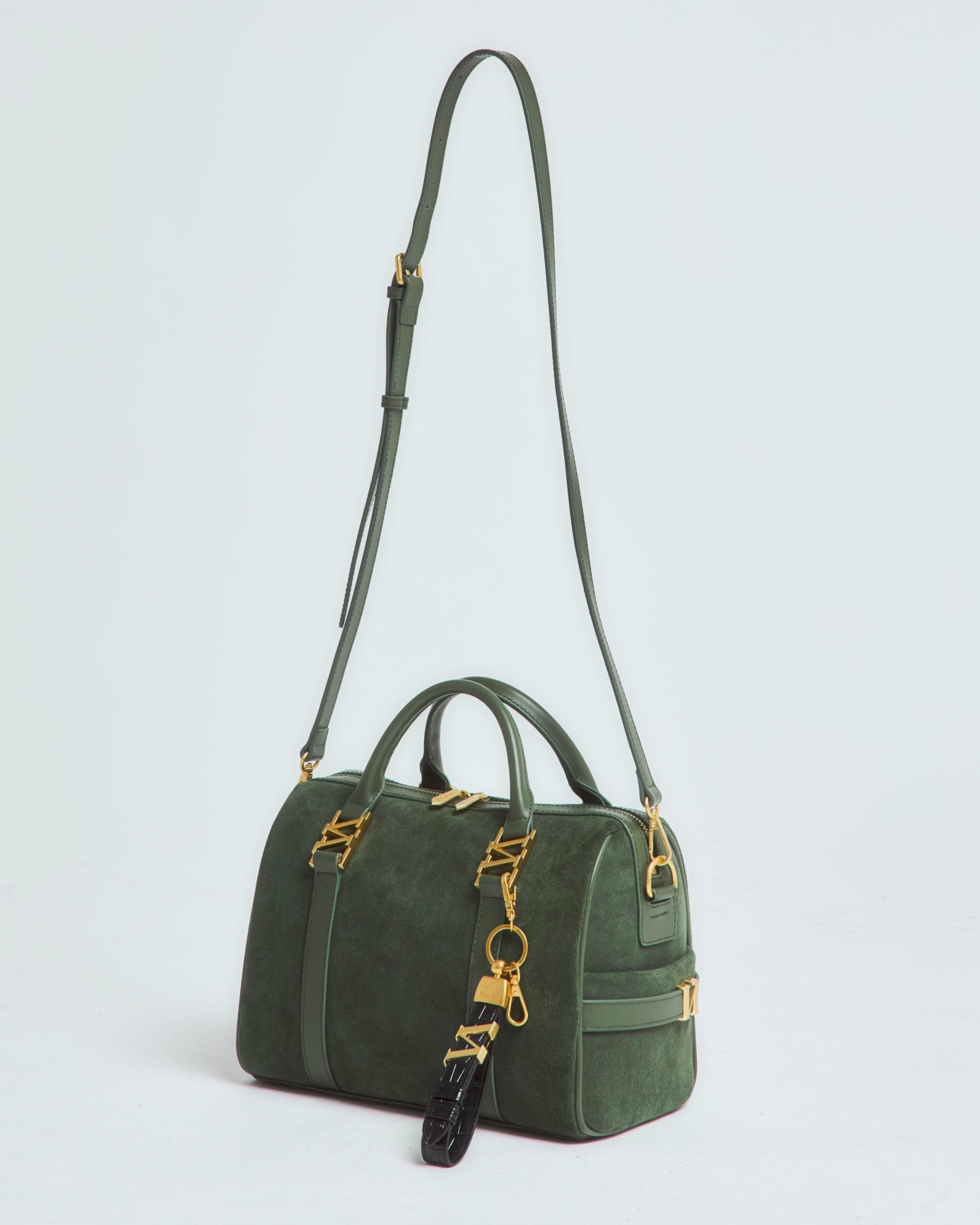 スエードボストンバッグ Matcha（グリーン）