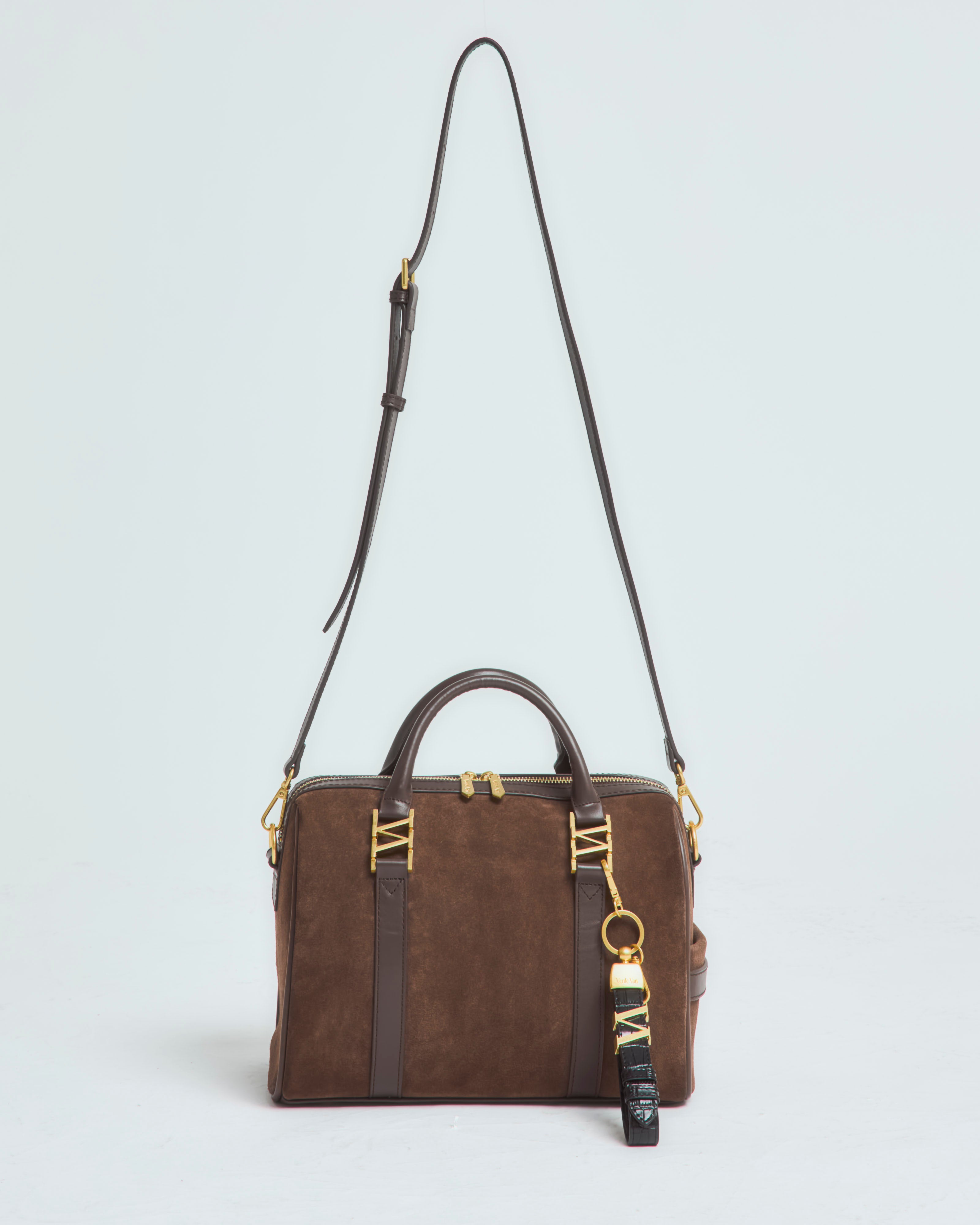 スエードボストンバッグ Chocolate（ブラウン）