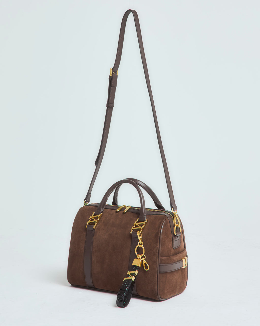 スエードボストンバッグ Chocolate（ブラウン）