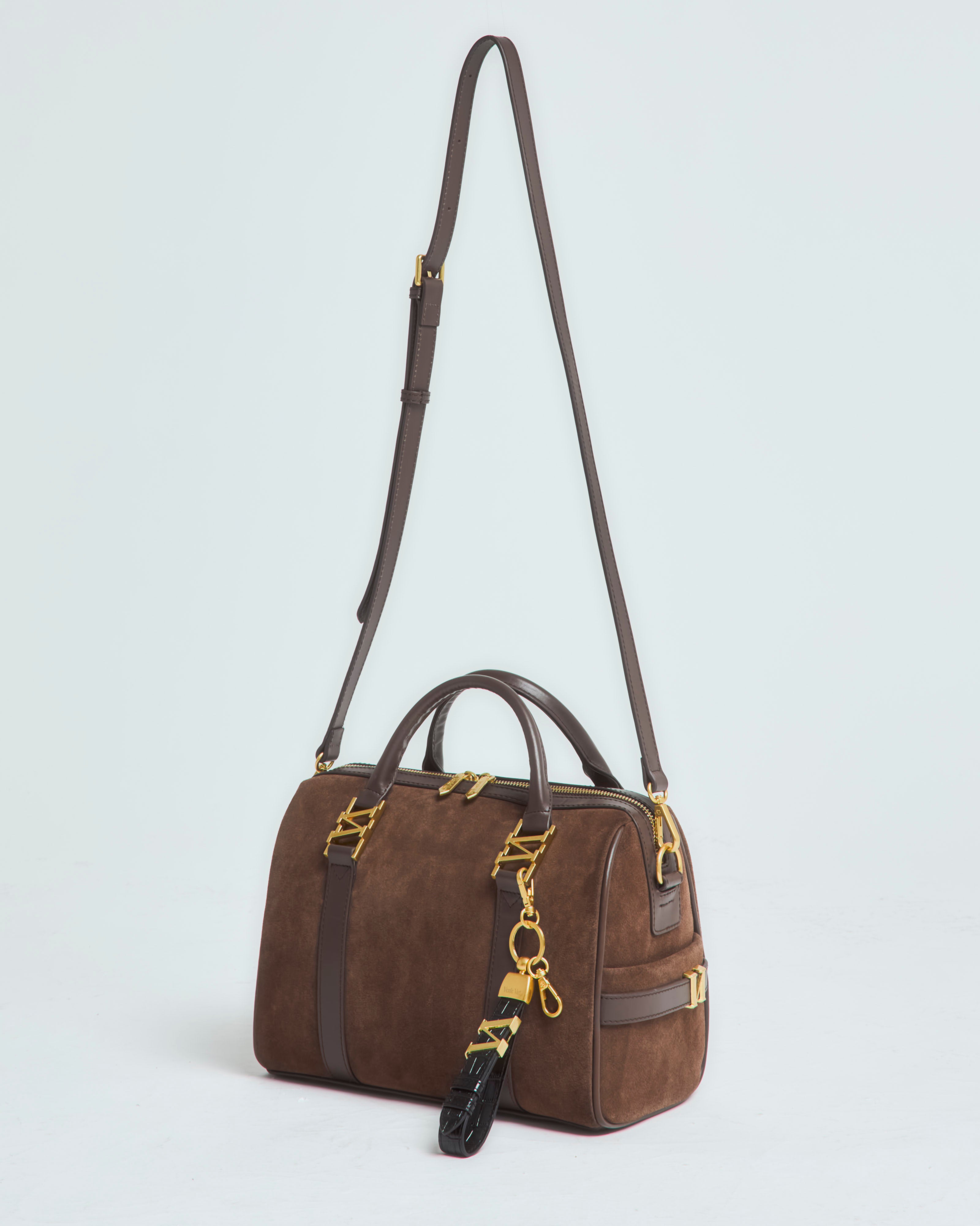 スエードボストンバッグ Chocolate（ブラウン）