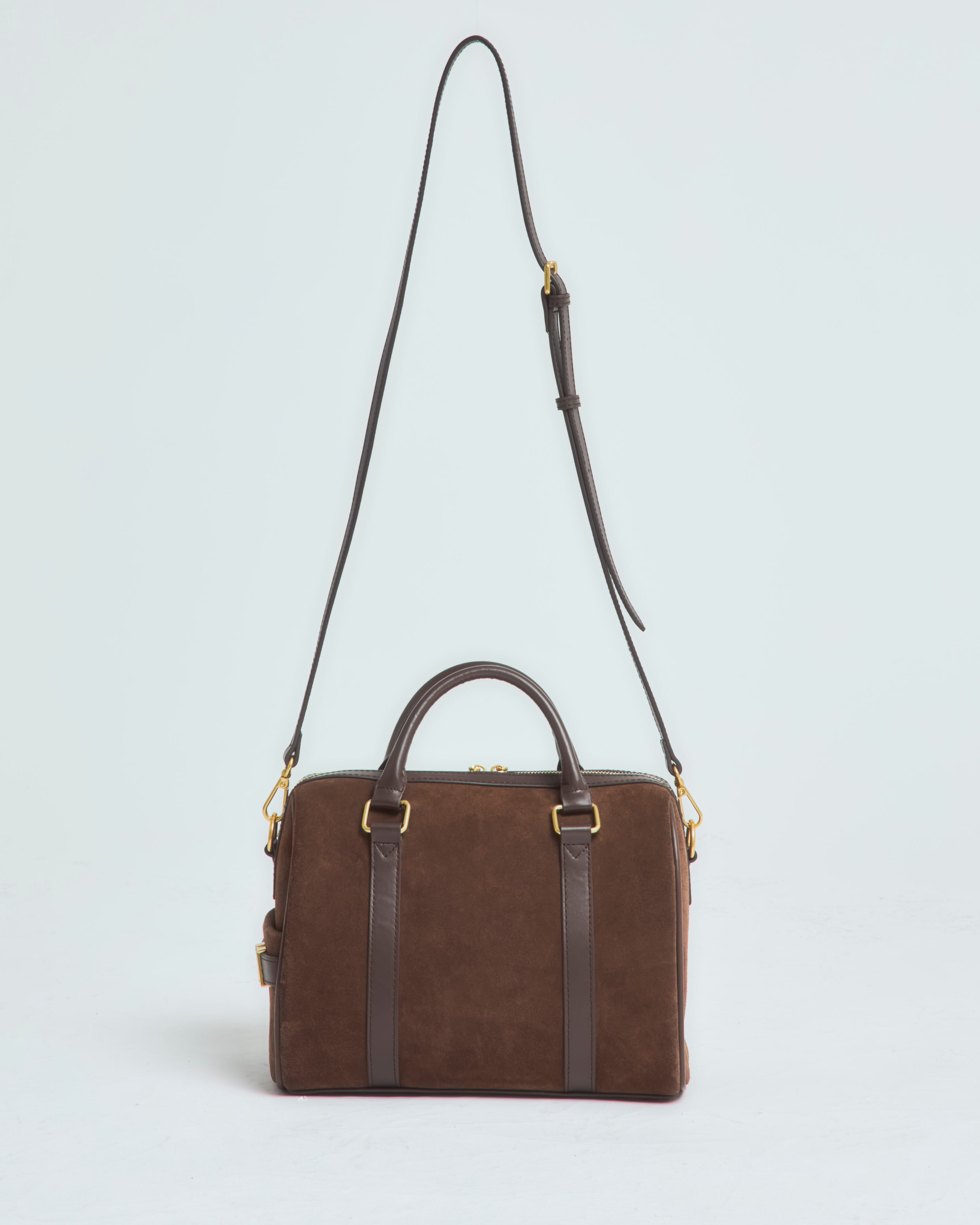 スエードボストンバッグ Chocolate（ブラウン）