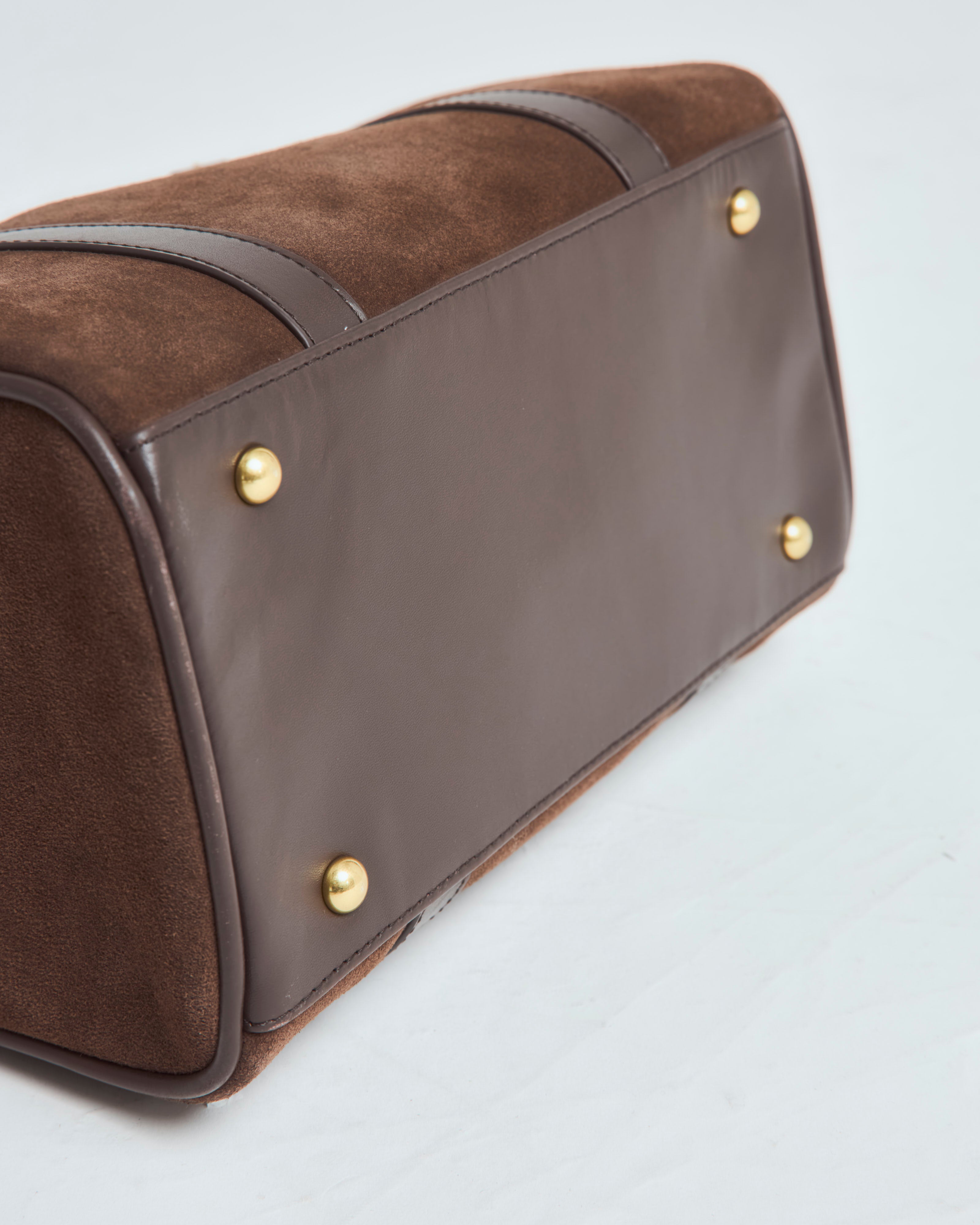 スエードボストンバッグ Chocolate（ブラウン）