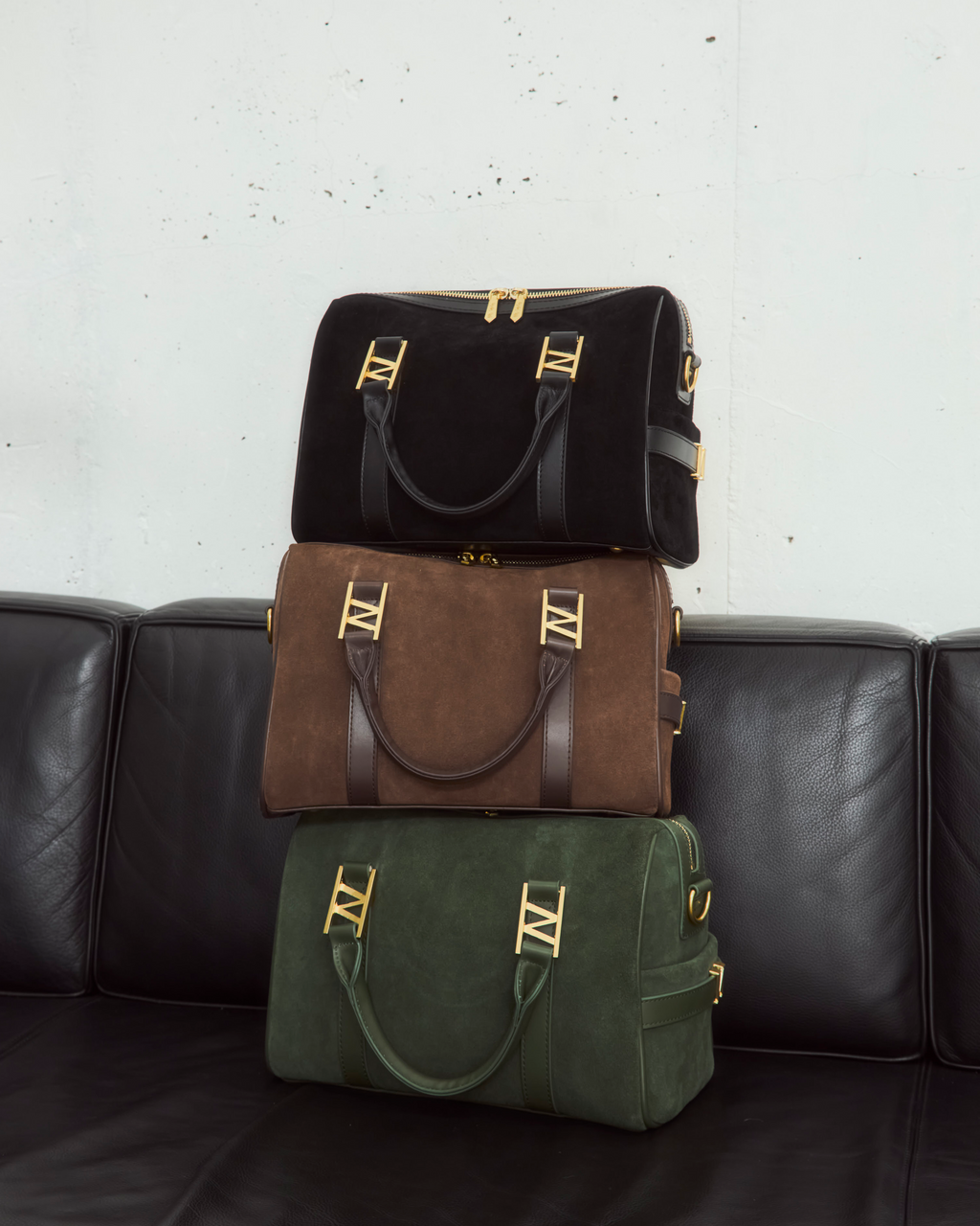 スエードボストンバッグ Chocolate（ブラウン）