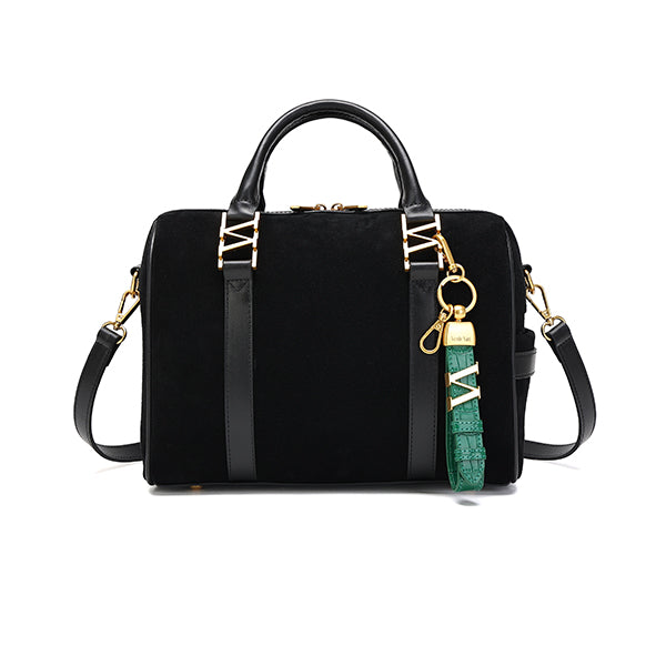 スエードボストンバッグ Coffee（ブラック）