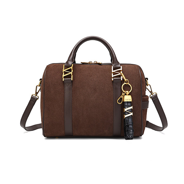 スエードボストンバッグ Chocolate（ブラウン）