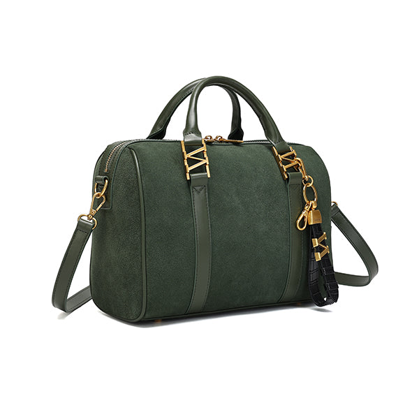 スエードボストンバッグ Matcha（グリーン）