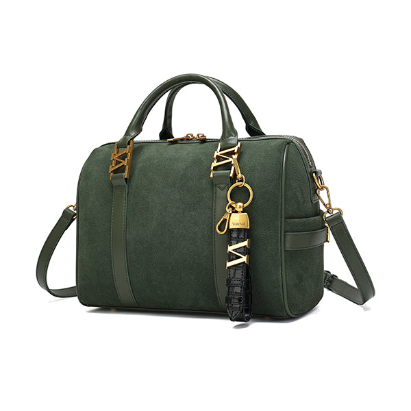 スエードボストンバッグ Matcha（グリーン）