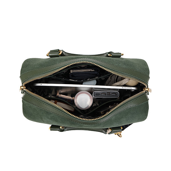 スエードボストンバッグ Matcha（グリーン）